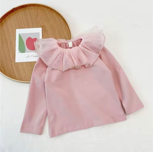 Frill Collar Top - Pink