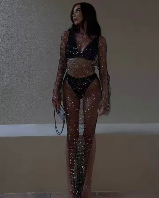 Full Body Diamond Net Dress