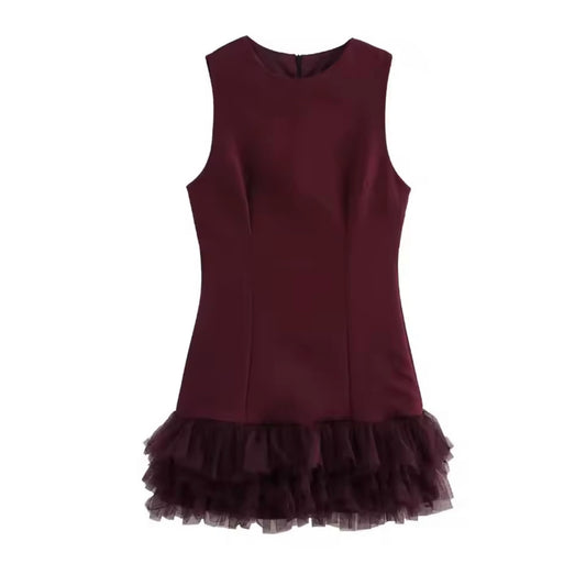 Pleated Dress with Ruffle