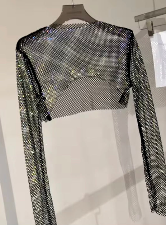 Rhinestone Netted Top